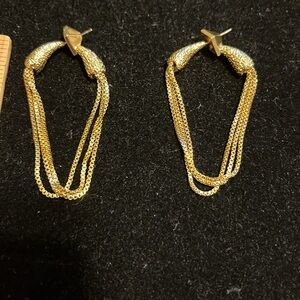 ALEXIS BITTAR • Gold Snake Chain Hoop Earrings
